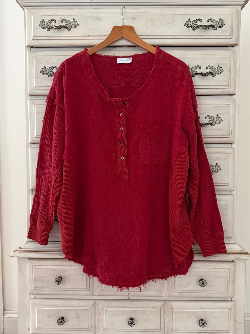 Vici Red Gauze Cotton Shirt - Picture 2 of 5